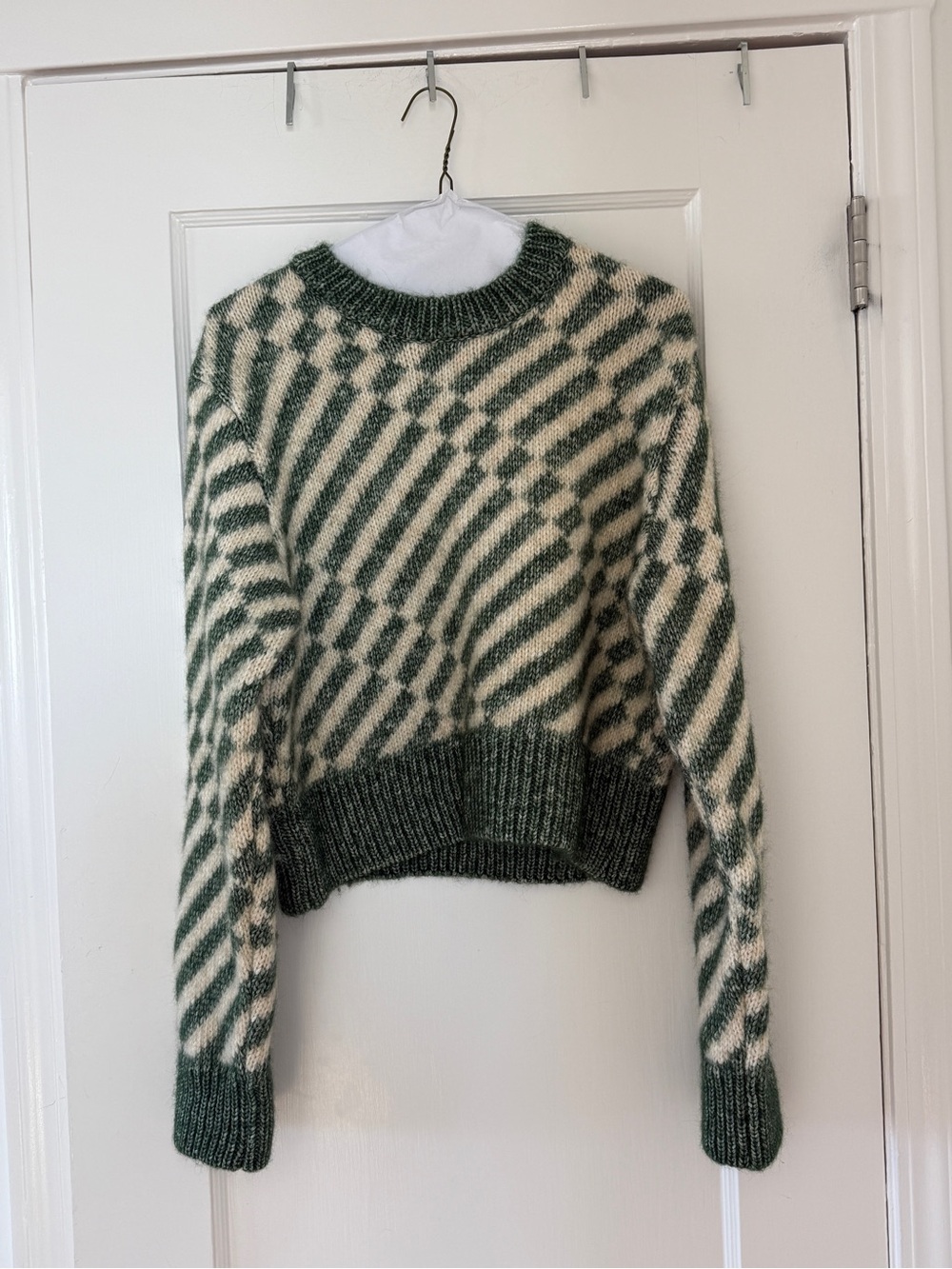 KOTN Green and Cream Alpaca sweater